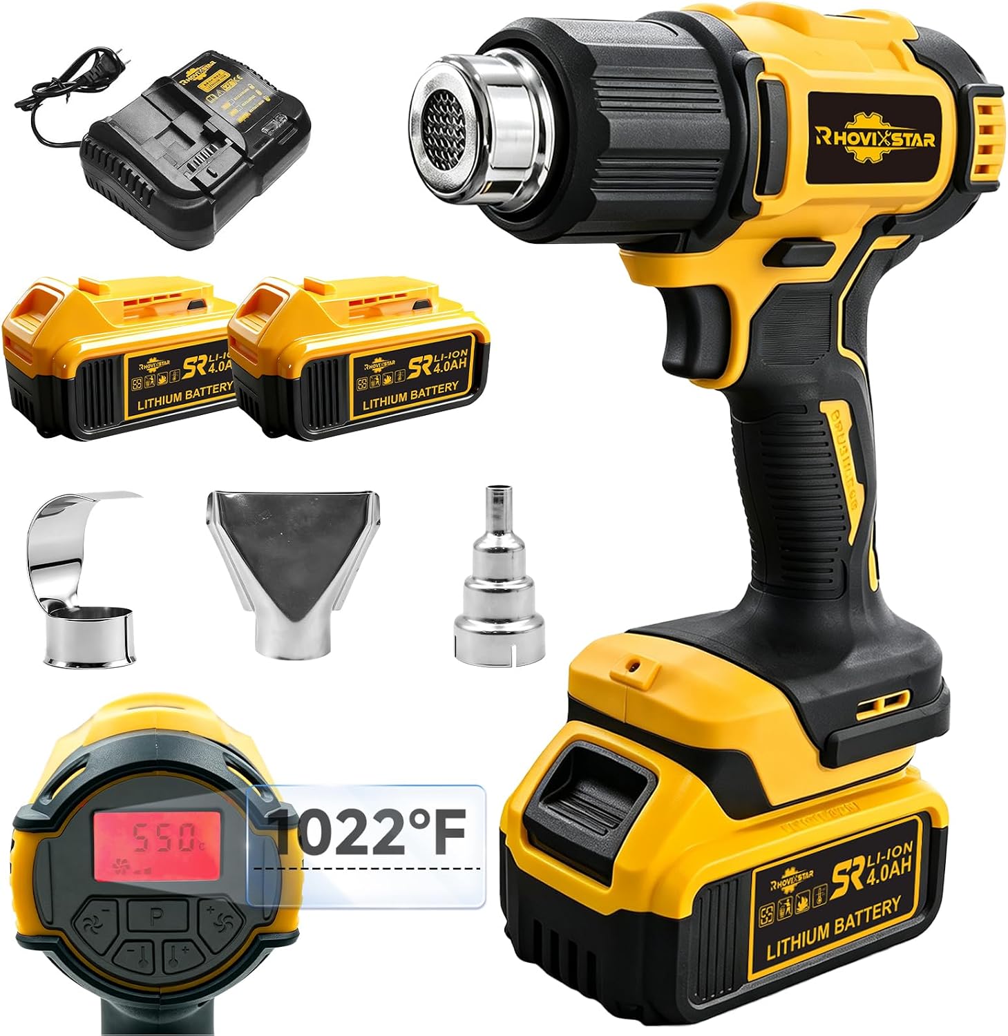 Heat Gun Cordless 300W 662℉-1022℉（350℃- 550℃）Portable Heat Gun for Crafting
