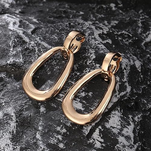 Miniatura 4 de Matte Gold Silver Large Clip On Earrings for Women Statement Earrings