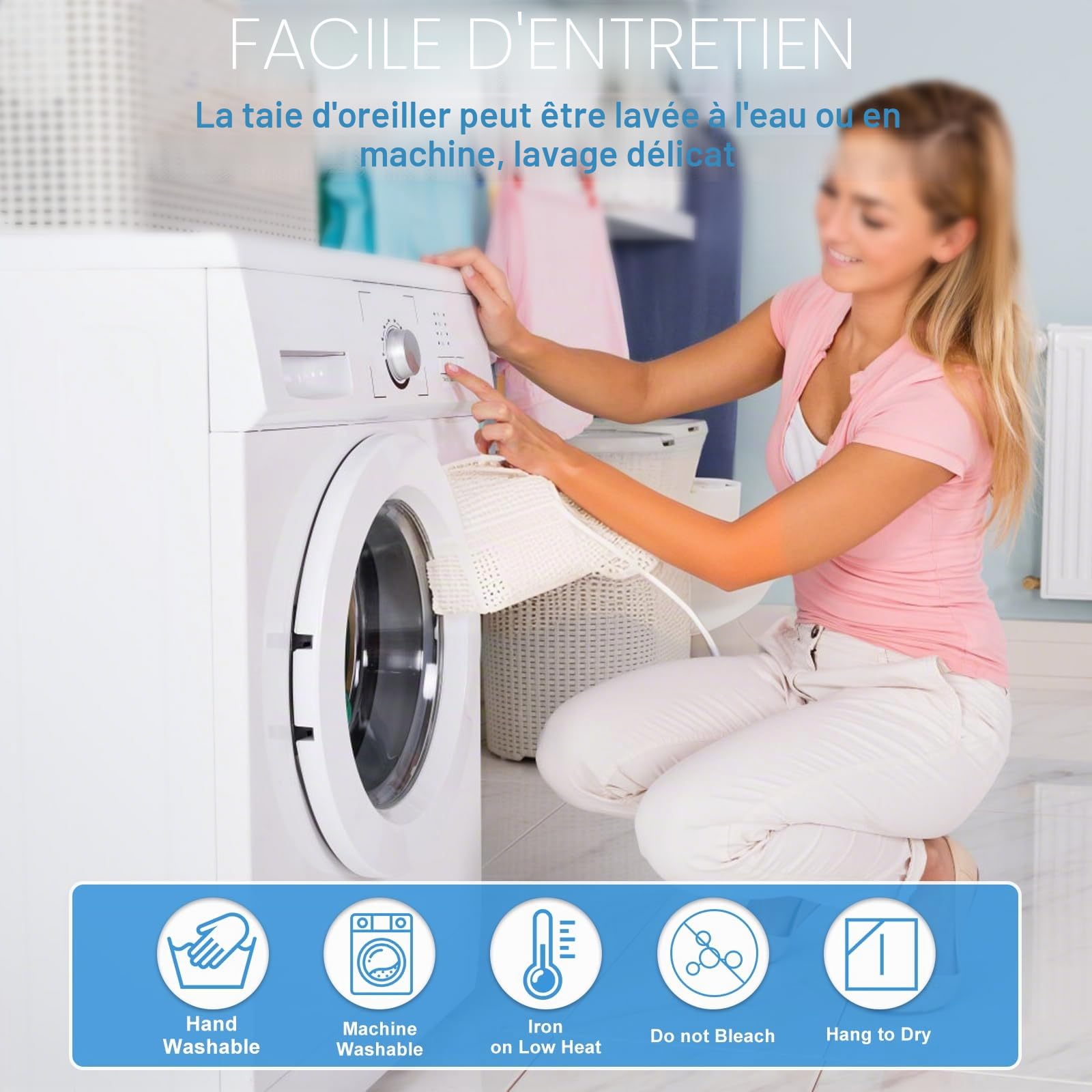 Taies Oreiller en Satin pour Oreillers à Mémoire de Forme Housse d'oreiller avec Fermeture Eclair Taie d'oreiller Cervicale pour Oreiller Crvical JK79 de 63 x 38 x 14 CM (Gris Blanc)