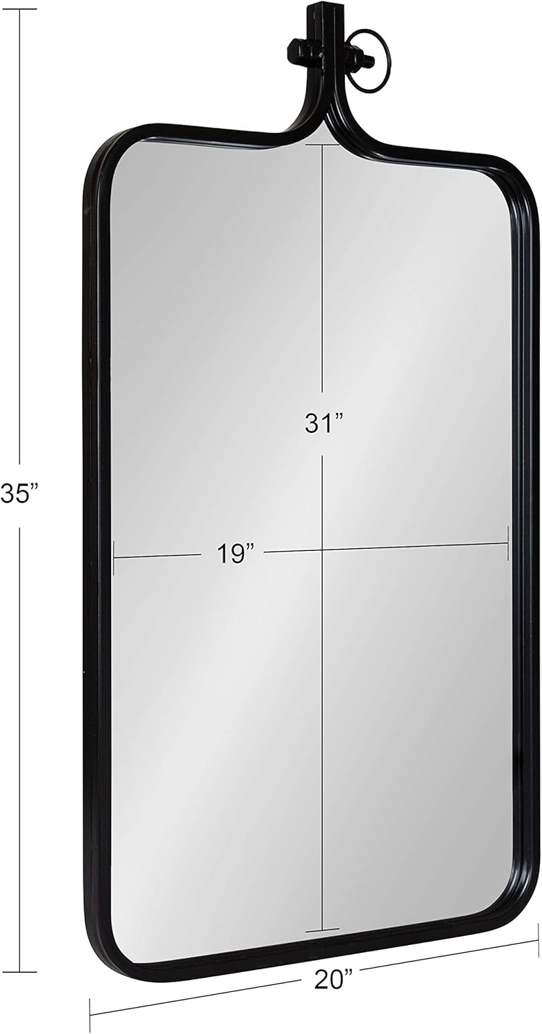 Kate and Laurel Yitro Modern Rectangle Wall Mirror, 20 x 35, Black, Decorative Industrial Mirror for Wall