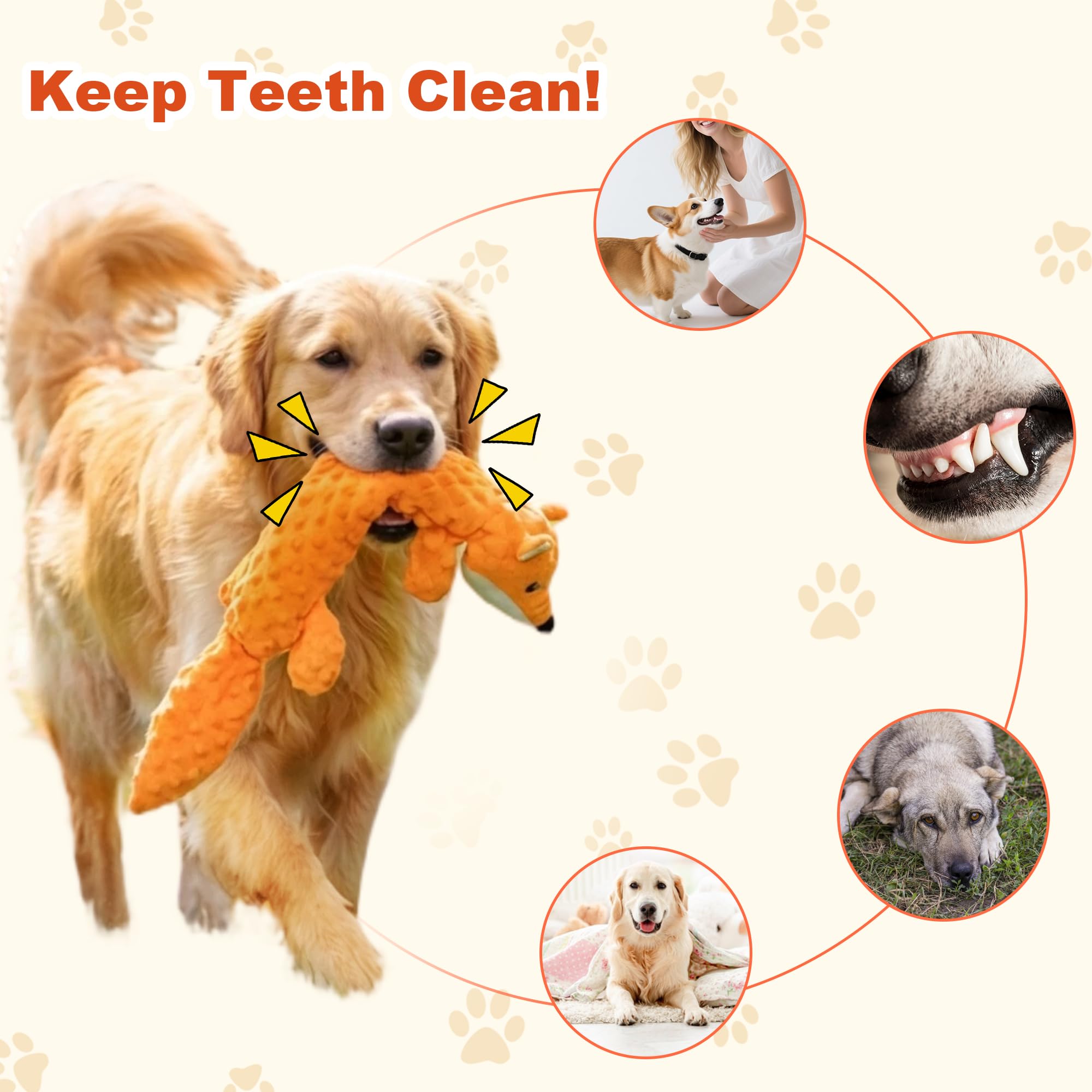 Quietschendes Hundespielzeug, keine Füllung, Plüsch-Hundespielzeug, um sie beschäftigt zu halten, knisterndes Kauspielzeug für große, mittelgroße und kleine Hunde, interaktives