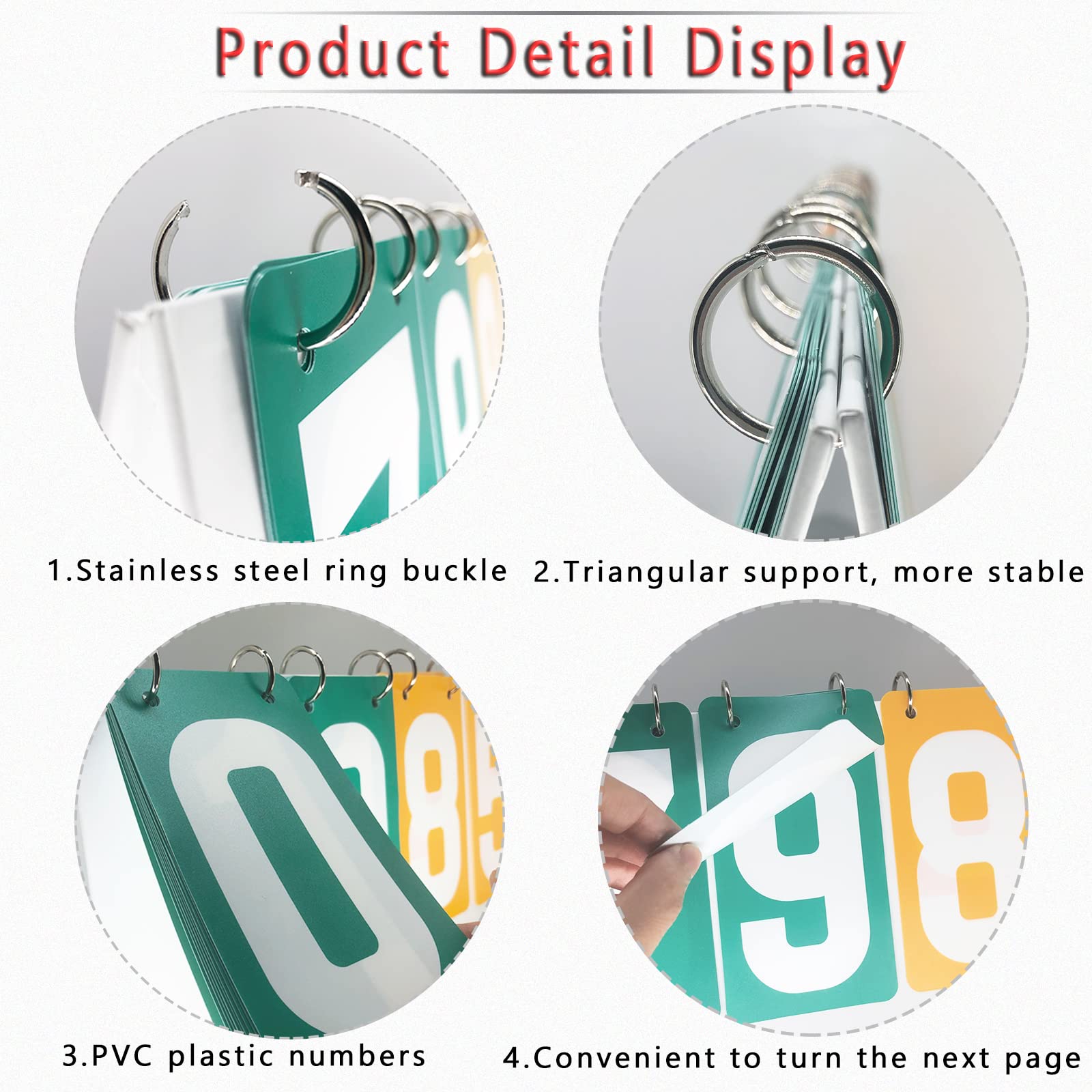 Tableau de Bord à 4 Chiffres Sportif Portable Flip Tableau de Score Scoreboard pour Compétition Sportive Tennis de Table Volley-ball Tennis Football Basket-ball Boxe #C