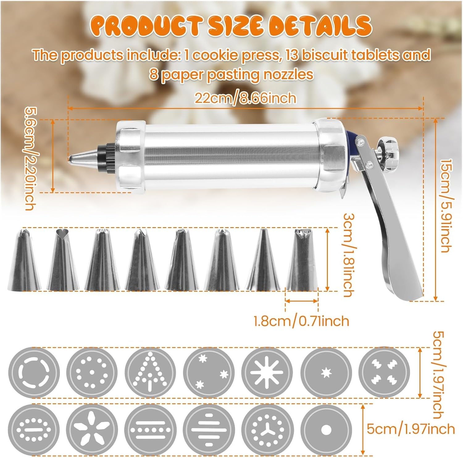 Stainless Steel Cookie Machine Mold DIY Manual Cookie Mold Gun Cookie Press Gun Kit Reusable Cookie Maker Baking Tools(Type2)