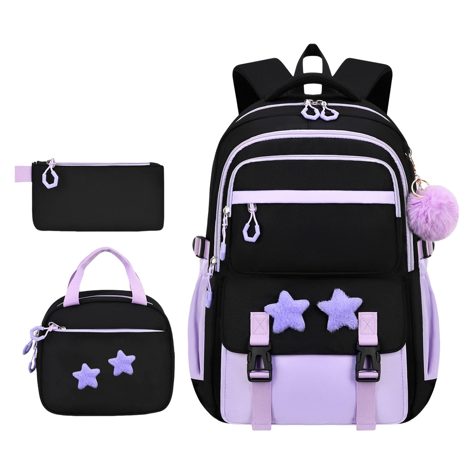 Zaino Bambino Scuola Elementare, Zainetto Bambino,Zainetto per bambini con pranzo e matita per la scuola e i viaggi (Purple One Size)
