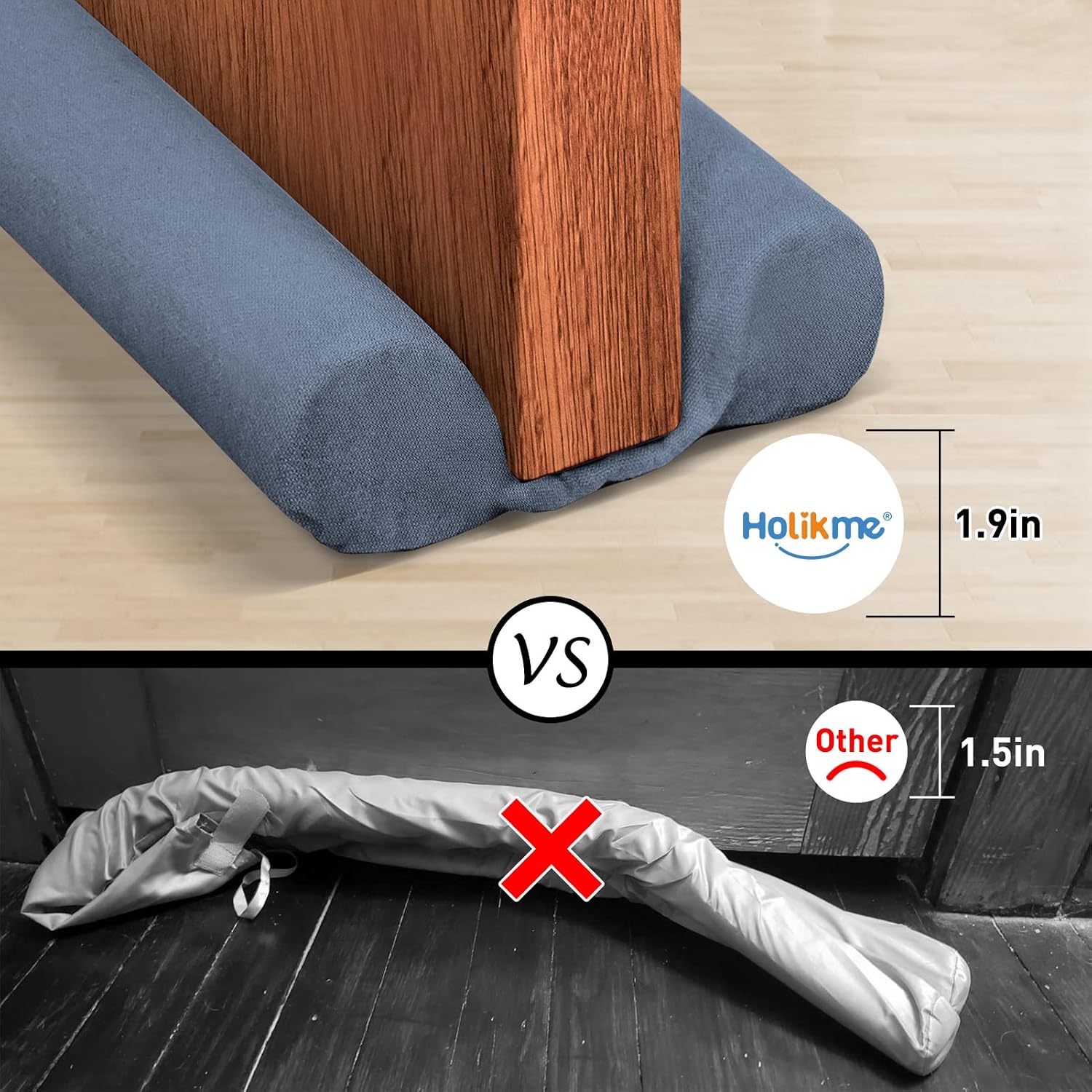 Holikme Twin Door Draft Stopper 34-inch Under Adjustable Door Draft Blocker Insulator Isolation The Light and Smell(Sea Blue)