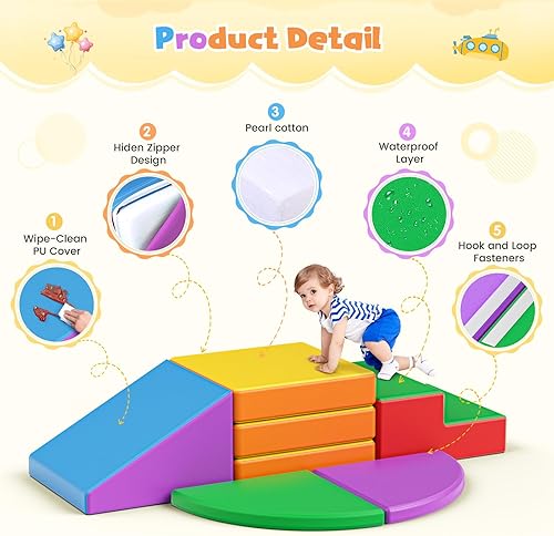 Miniatura 143 de Lischwert Bloques de escalada de espuma, juguetes de escalada suaves para niños pequeños, juego de espuma de 9 piezas para gatear y escalar con Verde