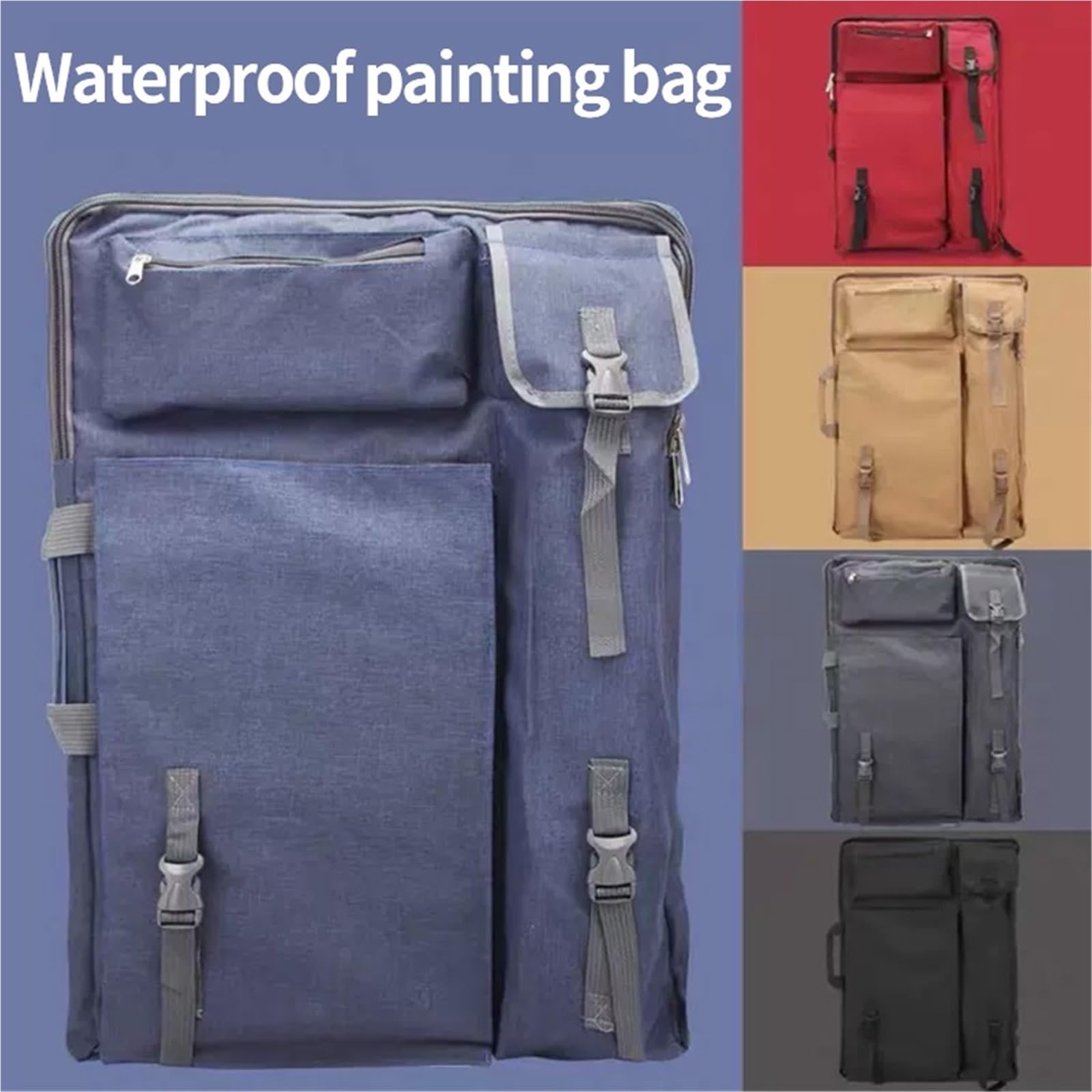 BoîTe De Rangement Pour Portfolio Artistique Sac à dessin imperméable en Nylon, organisateur de croquis, sac planche peinture, main Portable, dos for peintures, fournitures d'art(Black)
