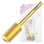 PANA 3/32 Large Smooth Round Top Safety Carbide Nail Drill Bit for Gel Polish & Acrylic Removal Nail Salon Manicure Pedicure Electric File Tools (Large Barrel - Gold, Extra Fine)