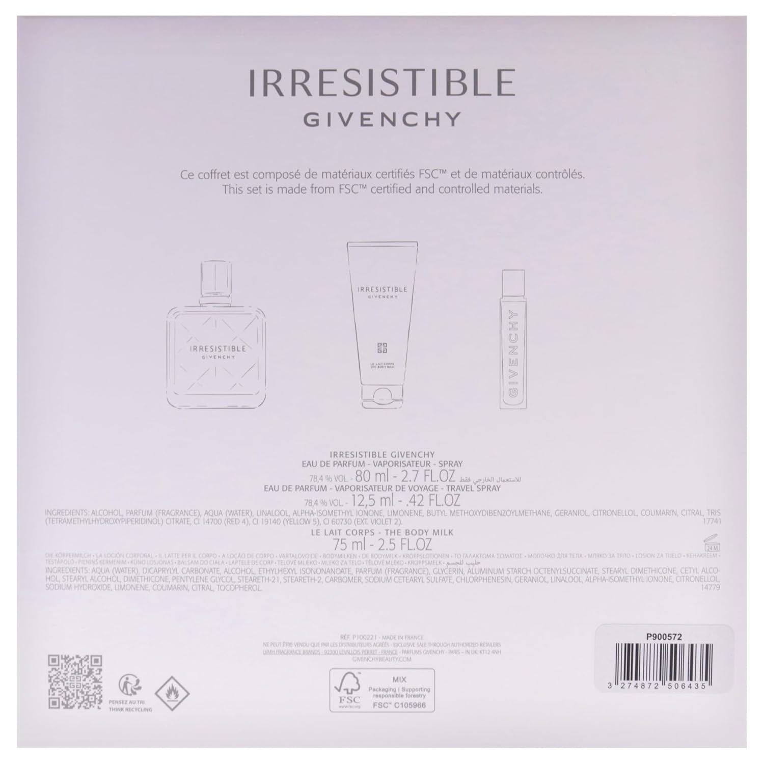 Irresistible by Givenchy for Women - 3 Pc Gift Set 2.7oz EDP Spray, 2.5oz Body Milk, 0.42oz EDP Spray