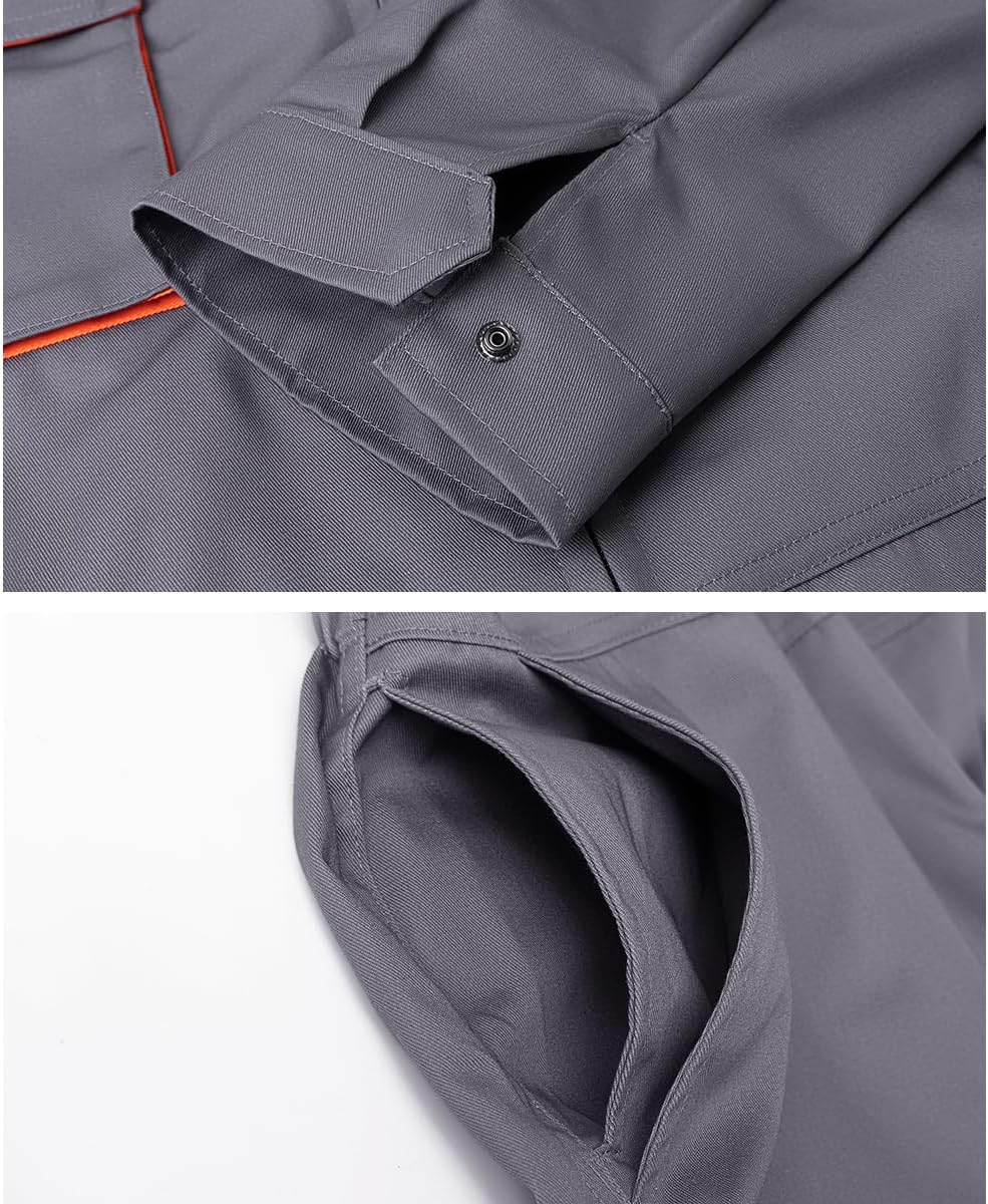 Men's Coveralls Mechanic Work Jumpsuit Multi Pockets Overalls Long Sleeve Workwear Coverall