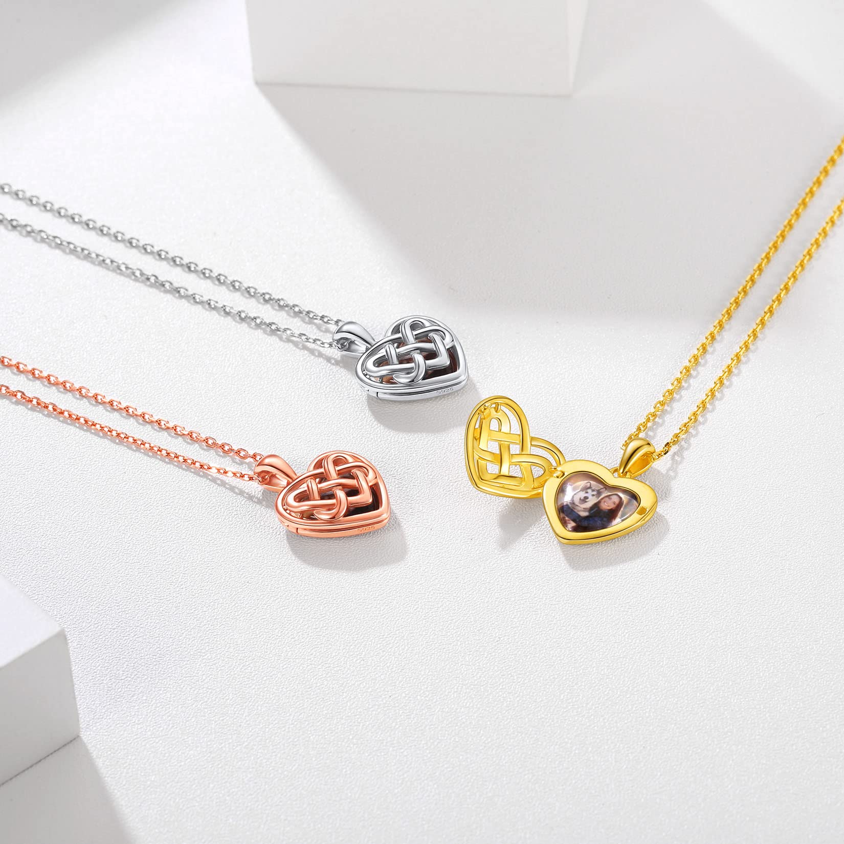 Silvora Collar Locket Corazón Mujer Plata de Primera Ley con Foto Personalizada Colgante Relicario Romántico de Amor Joyería Preciosa con Recuerdos Inolvidables