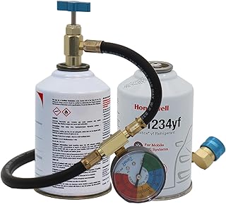 ZeroR® R1234YF Refrigerant Recharge Kit | 24" HD Can Tap Gauge | 8oz R1234YF (2 Cans)