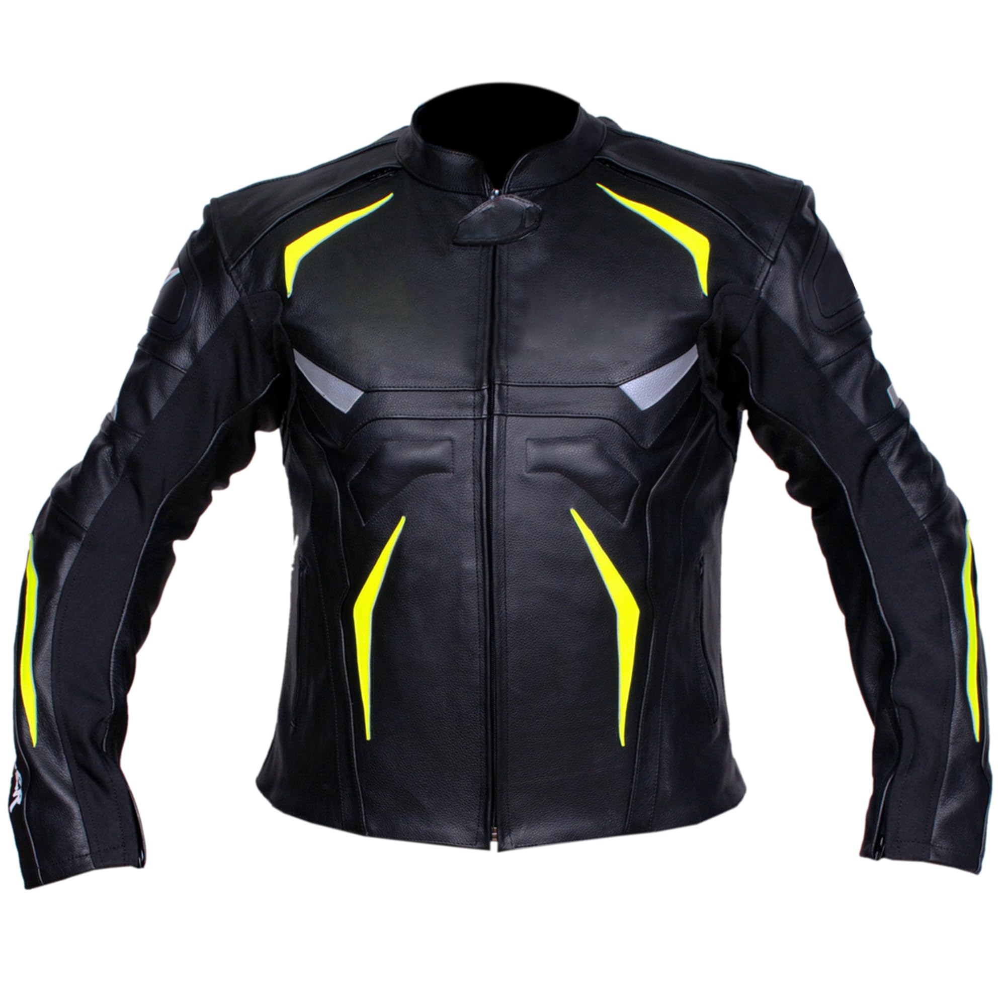 Men’s Motorbike Leather Jacket | Protective & Stylish Gear for Riders | Premium Cowhide Leather | CE Approved Armor | High Visibility Reflective Leather (UK, Alpha, 3XL, Regular, Regular, 1, Black)