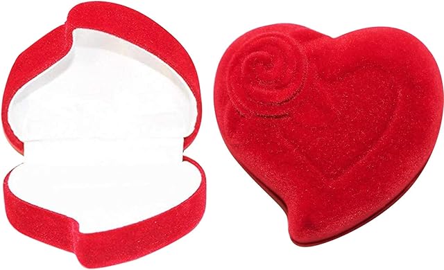 Udewo 2 PCS Ring Gift Boxes, Heart Velvet Ring Box Single With Lids Cardboard Jewellery Boxes Black Ring Boxes for Rings Jewellery Bulk Engagement Wedding Day Birthday Gifts