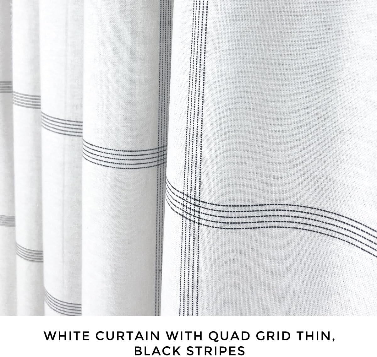 HALL & PERRY Modern Farmhouse Tassel Shower Curtain 100% Cotton Striped Fabric Shower Curtain with Tassels for Bathroom Décor, Extra Long 84"