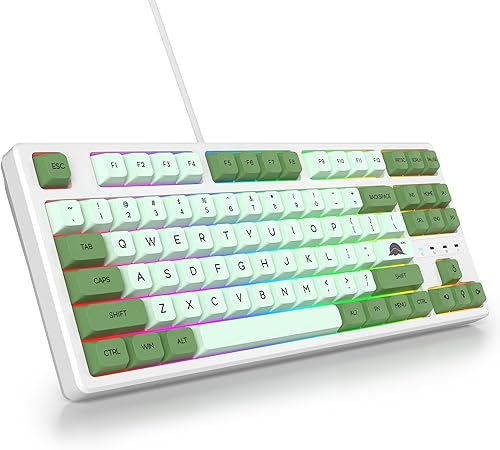 Teclado mecánico 75% para juegos, 87 teclas compactas TKL con cable, interruptores rojos lineales con cable USB NKRO RGB Teclado retroiluminación