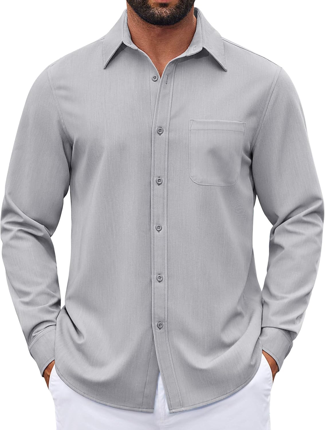 COOFANDY Men's Long Sleeve Button Down Denim Dress Shirt