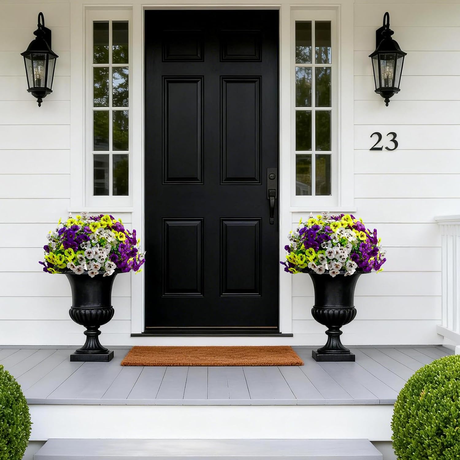 18 Pcs Artificial Flowers for Outdoors Pansy, Spring Fake Flower Decoration for Front Porch Patio Garden Yard Garden Decor, UV Resistant Silk Faux Outdoor Plants for Hanging Planters