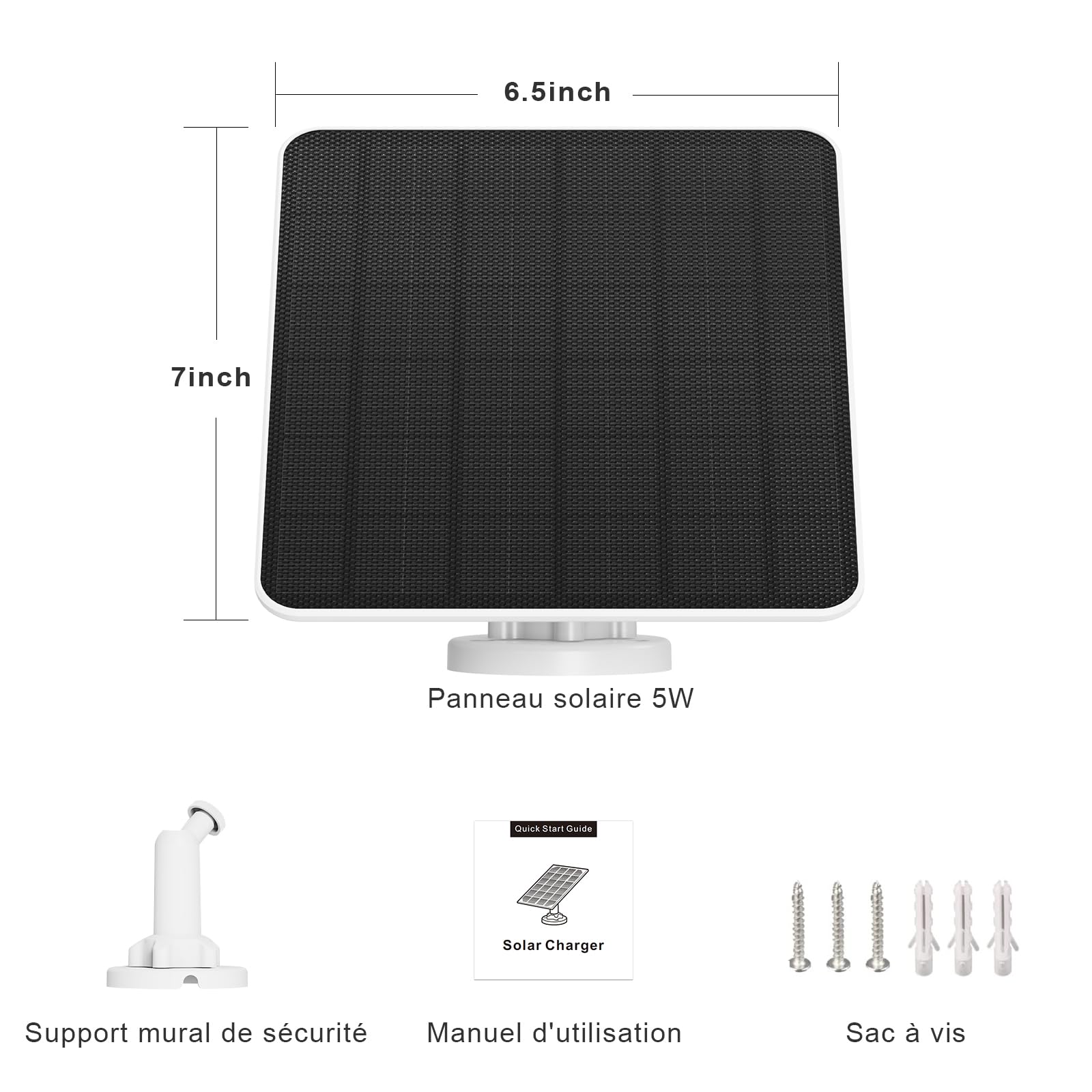 Panneau Solaire pour Caméra Ring, 5W Solaire pour Caméra pour Ring Stick Up Cam/Pro Batterie, Spotlight Cam/Plus/Pro, Wyze Batterie Pro, Chargeur Solaire pour Caméra avec 9.8ft Cable, 2 Pack