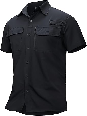 TACVASEN Mens UPF50+ Short Sleeve Fishing Shirts,Lightweight Button Up