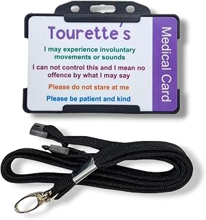 Tourette's Awareness Medical Card with Lanyard - Hidden Disability Awareness