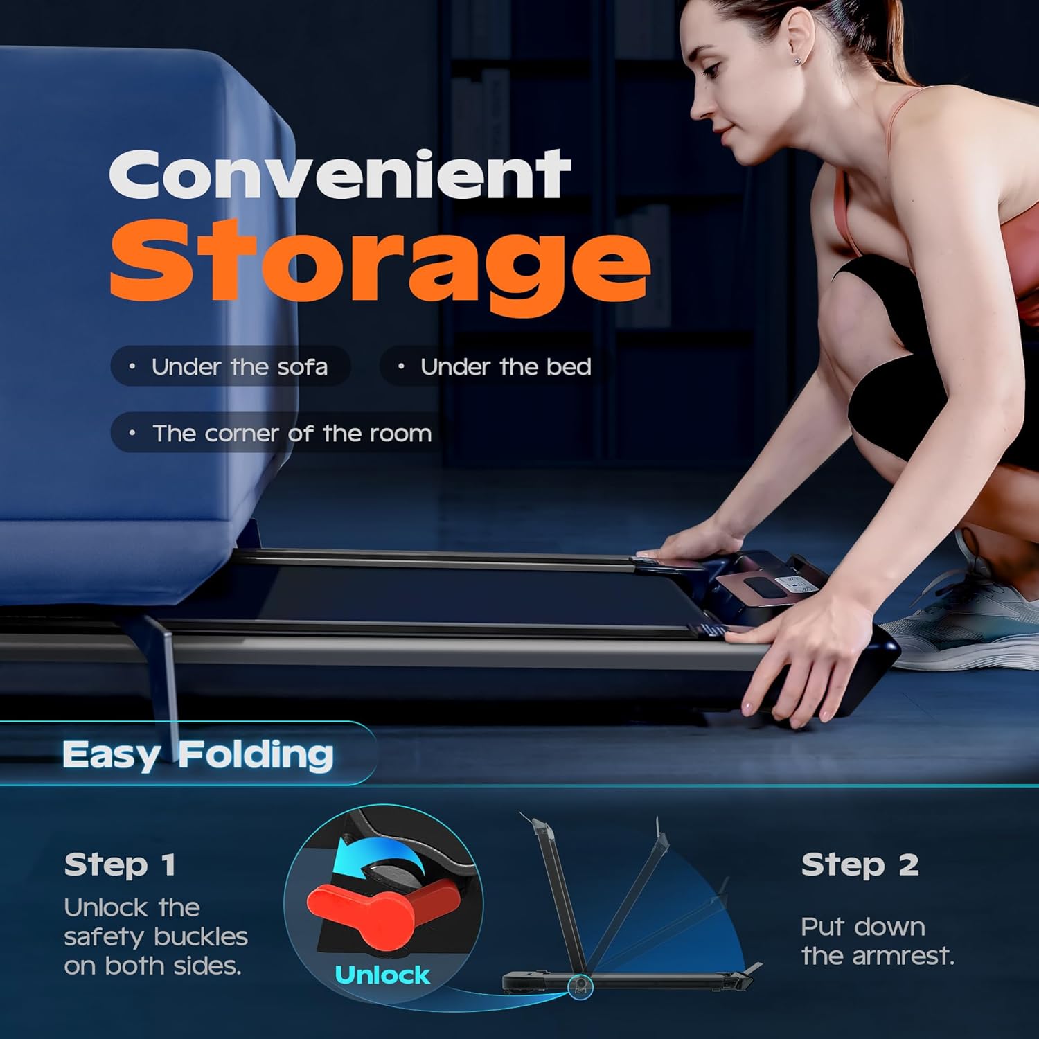AIRHOT TT300 Treadmill folding mechanism for storage