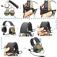Vista 6 de TSVISIONCORE Auriculares tácticos con diadema desmontable U94 PTT y adaptador de riel, para ARC, Mlok, riel del equipo Wendy, deportes de Airsoft
