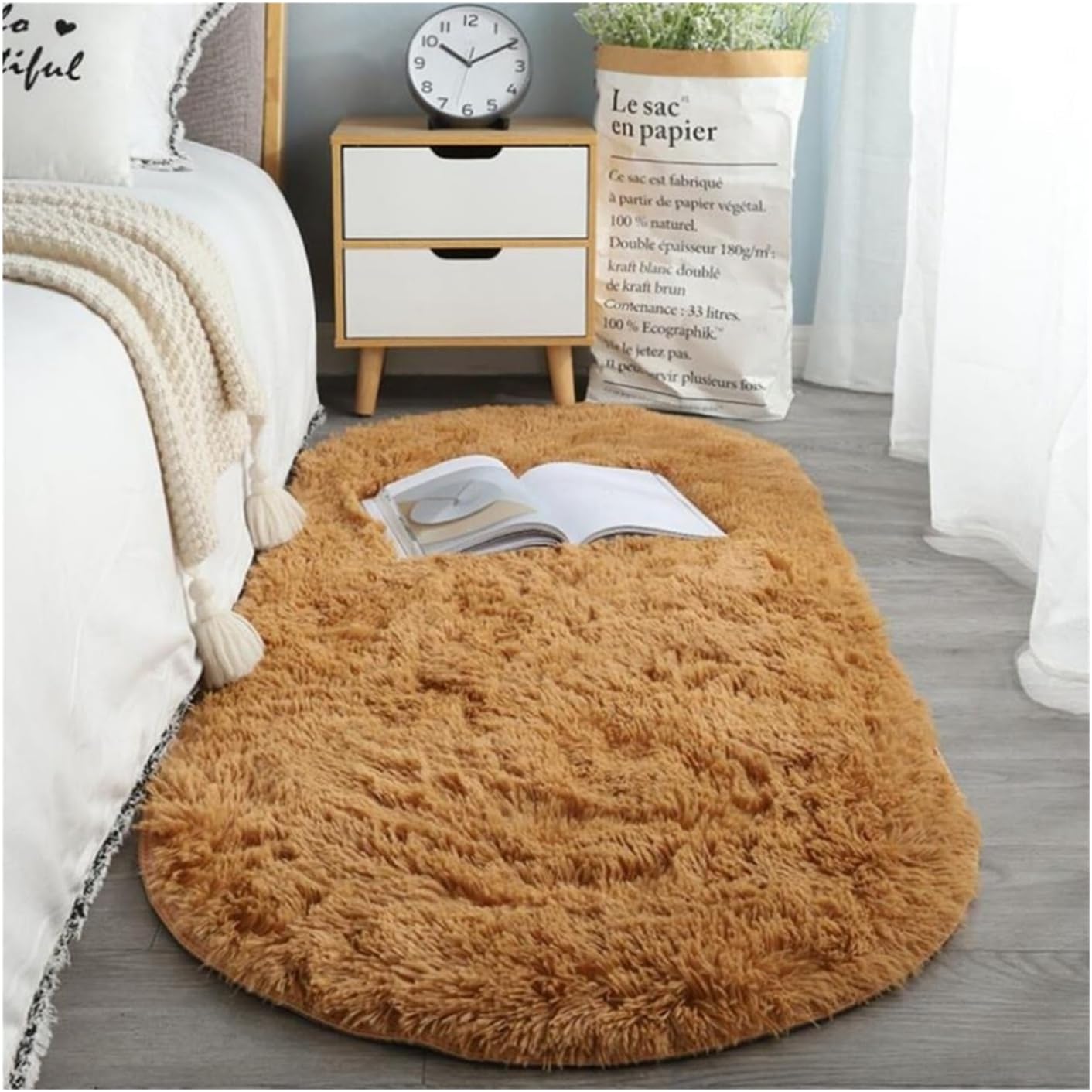 Oval Soft Silkly Plush Carpet Modern Home Decor Living Room Sofa Coffee Table Floor Rug Girl Bedroom Foot Mat(LSM13-116,40X60CM(1.3X2FT)
