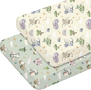 Mindsoft 2 Pcs Watercolor Dragon Crib Sheet Set 52 x 28 x 8 Inches Baby Sheet Newborn Bedding Nursery Crib Sheets for Girl Boys Baby Gifts for Toddler Mattresses