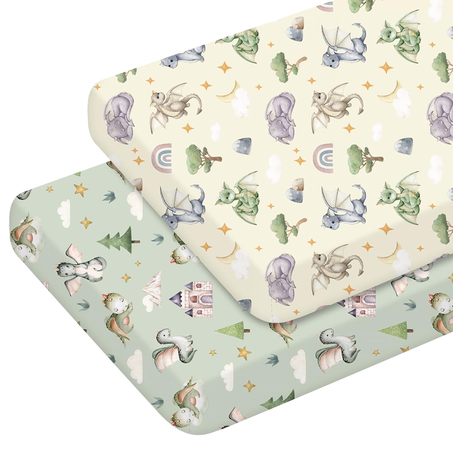 Mindsoft 2 Pcs Mallard Duck Crib Sheet Set 52 x 28 x 8 Inches Fit for Standard Crib Toddler Mattress Newborn Gifts for Girl Boys, Breathable Soft Baby Sheet