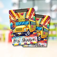 Personalized Bus Driver Clipboard with Name, Custom Acrylic Clipboard for School Bus Drivers, Route Notes, Transportation Staff, Cute Bus Clipboards for Work, Gift for Driver or Monitor (BD 4)