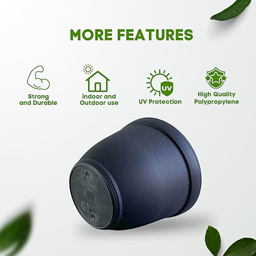 Miniatura 3 de Matri Finny - Maceta redonda para plantas de interior y exterior. Maceta de 7 pulgadas, paquete de 2 (grafito)