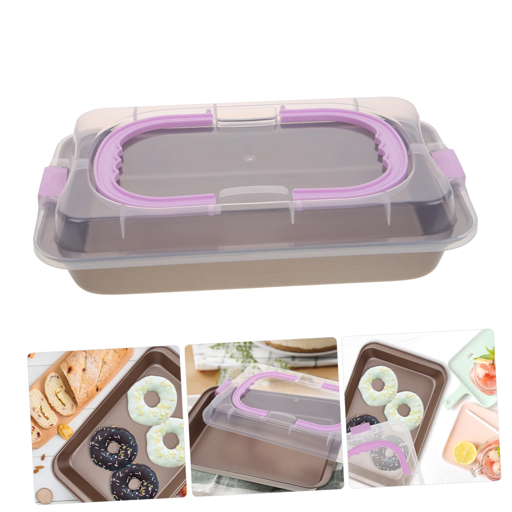 MAGICLULU Moule à Gâteau Rectangulaire avec Couvercle, Surface Antiadhésive, Acier au Carbone, pour Transport de Gâteaux, la Cuisine et Pâtisserie, Moule Cercle Patisserie