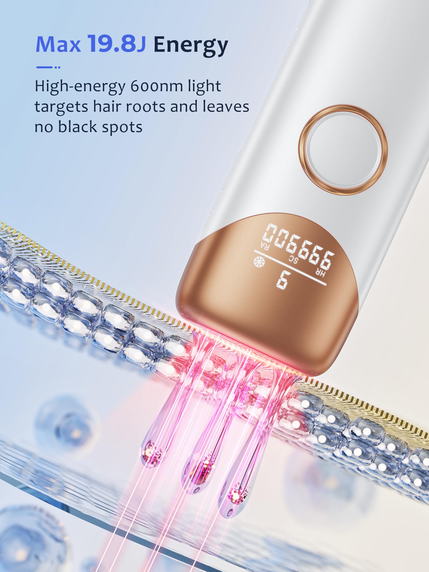 Geräte Haarentfernung Laser mit Eiskühlung, Haarentfernung mit 9 Energiestufen, 999.900 Blitzen, Schmerzlose Haarentfernung für Bikinizone, Achselhöhlen, Frauen und Männer