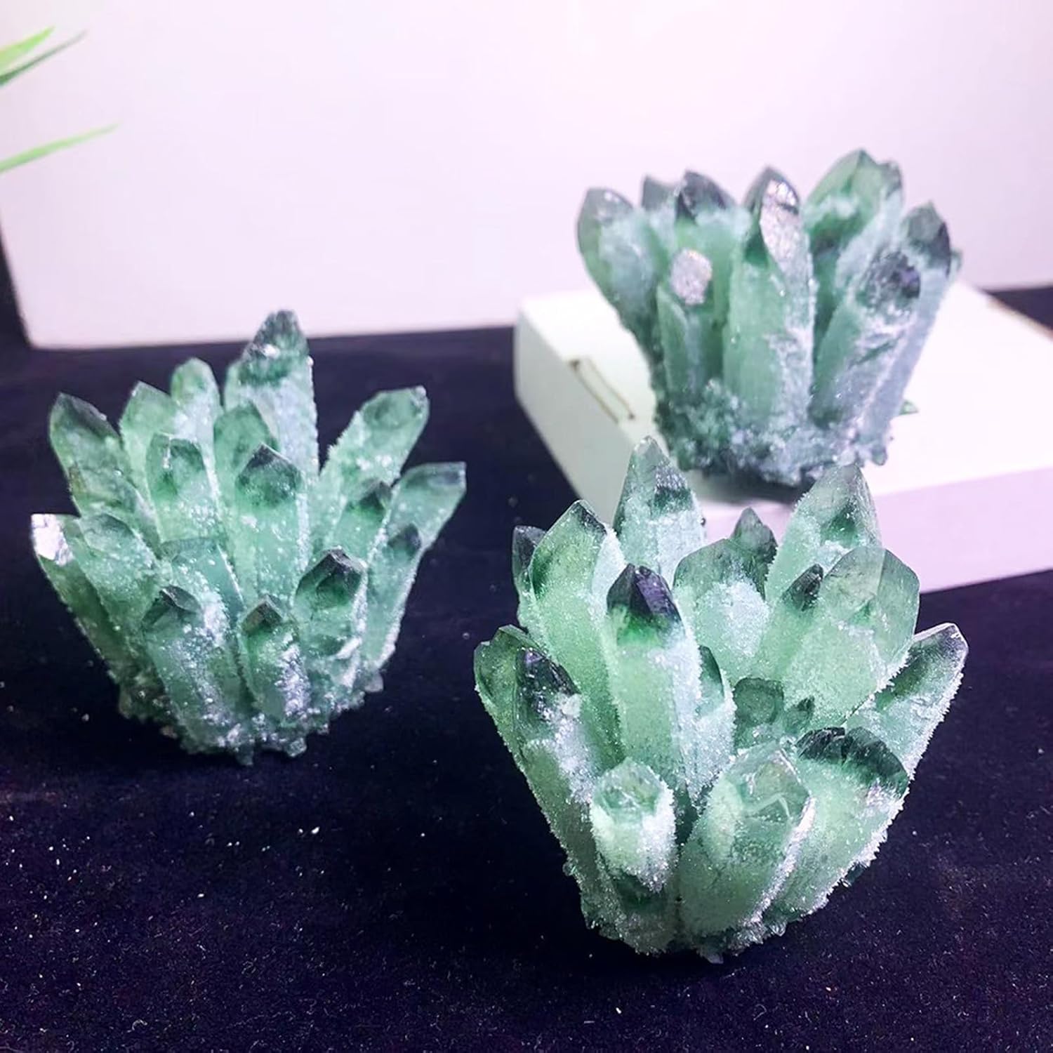 Raw Green Quartz Crystal Cluster Stones Crystal Quartz Cluster Irregular Crystal Collection Home Office Decor