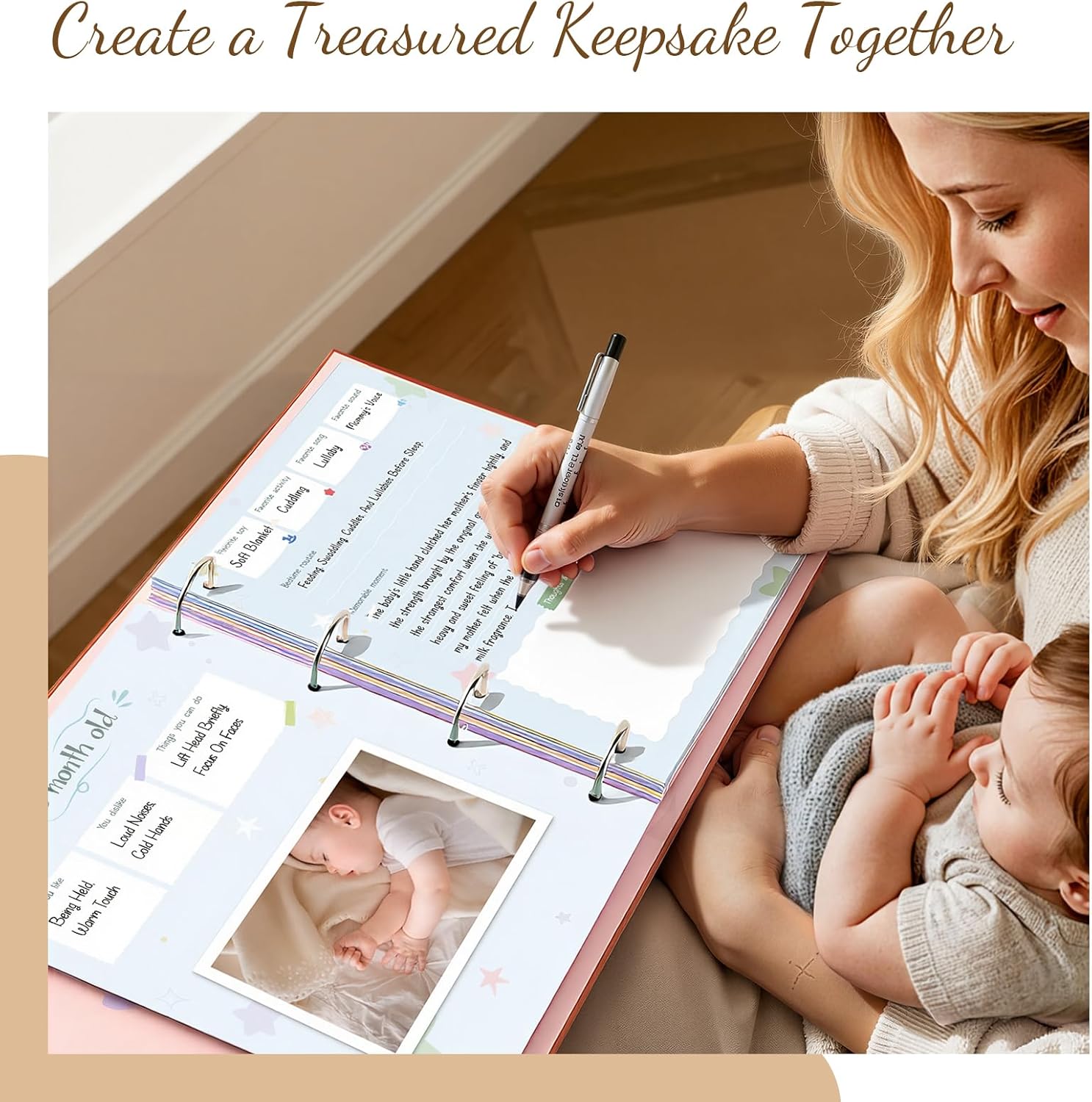 Kasfalci Baby Memory Book – Baby Book Keepsake Pregnancy Journal, Gender Neutral Photo Album and Milestone Scrapbook for Boy or Girl to Record Memories from Pregnancy to Age 5,Newborn Books