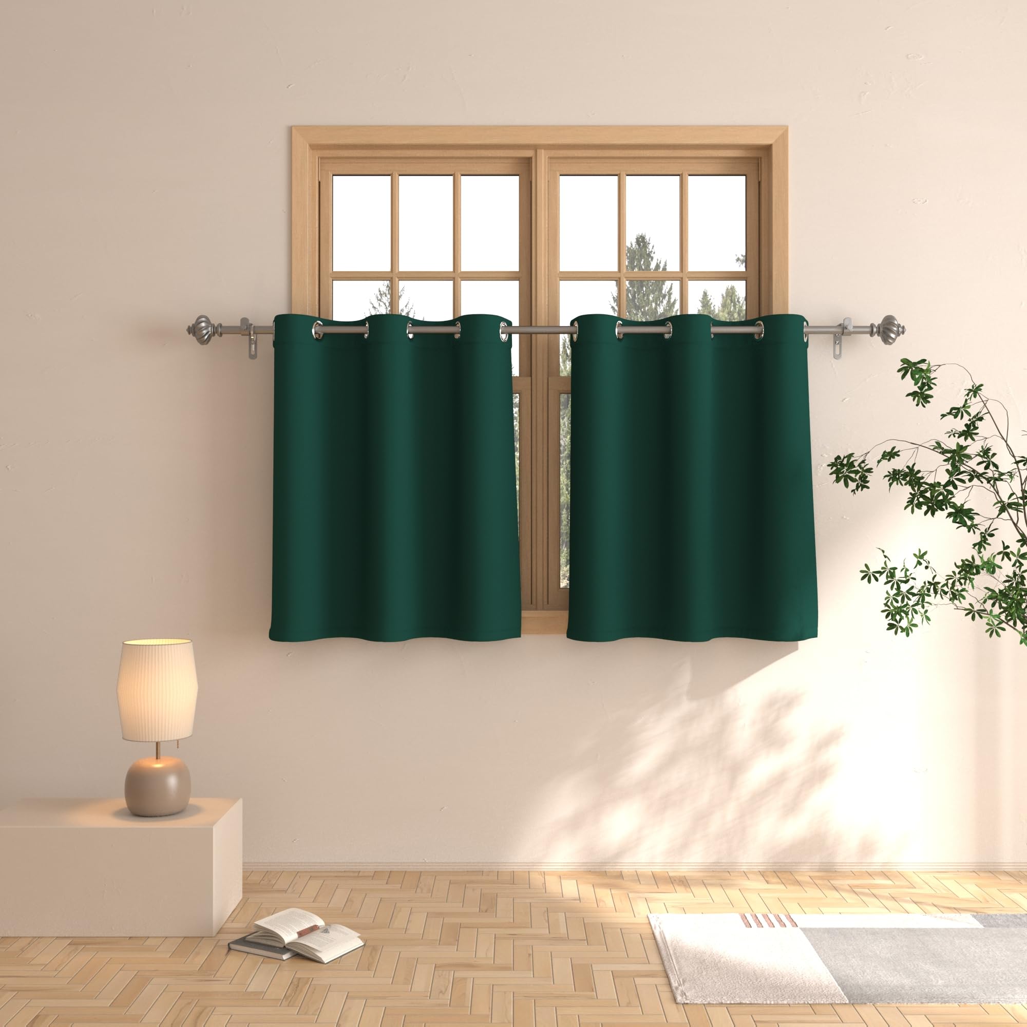 Rideaux à étages verts chambre cuisine petits rideaux 2 panneaux
