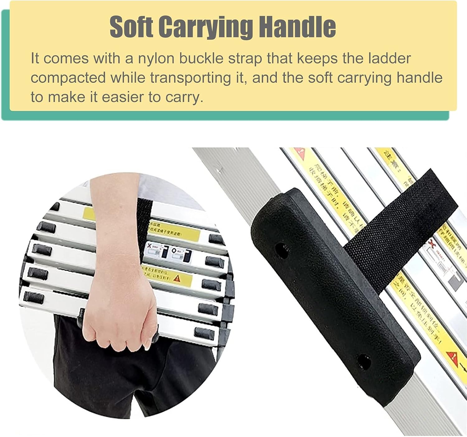 Aluminum Telescopic Ladder Heavy Duty Extension Climb Ladder with Removable Hooks Collapsible Outdoor Ladder 2.4m (7.8ft)