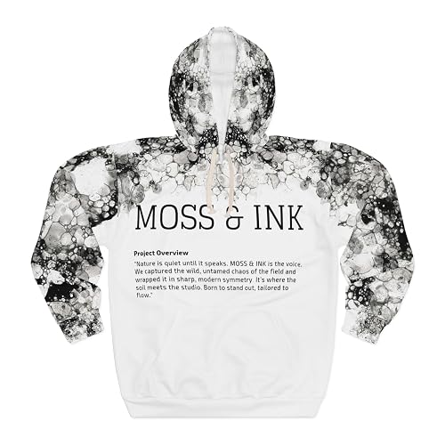 Moss & Ink Typography Hoodie | Black Ink Bubble All-Over