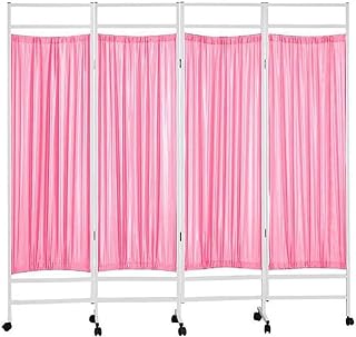 Screen 3/4/5/6 Panels New Version Medical Privacy Screen, Pink, Mobile Partition Screen for Nursing Home/Hospital Room/ICU Monitoring, Metal Frame Bed Partition(4 Panels-W200cm)