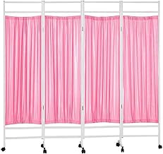 DLAZUM Mampara de privacidad médica de Nueva versión de 3/4/5/6 Paneles, Color Rosa, mampara divisoria móvil para hogares de Ancianos, Salas de Hospital y monitoreo de UCI, mampara divisoria de CAM