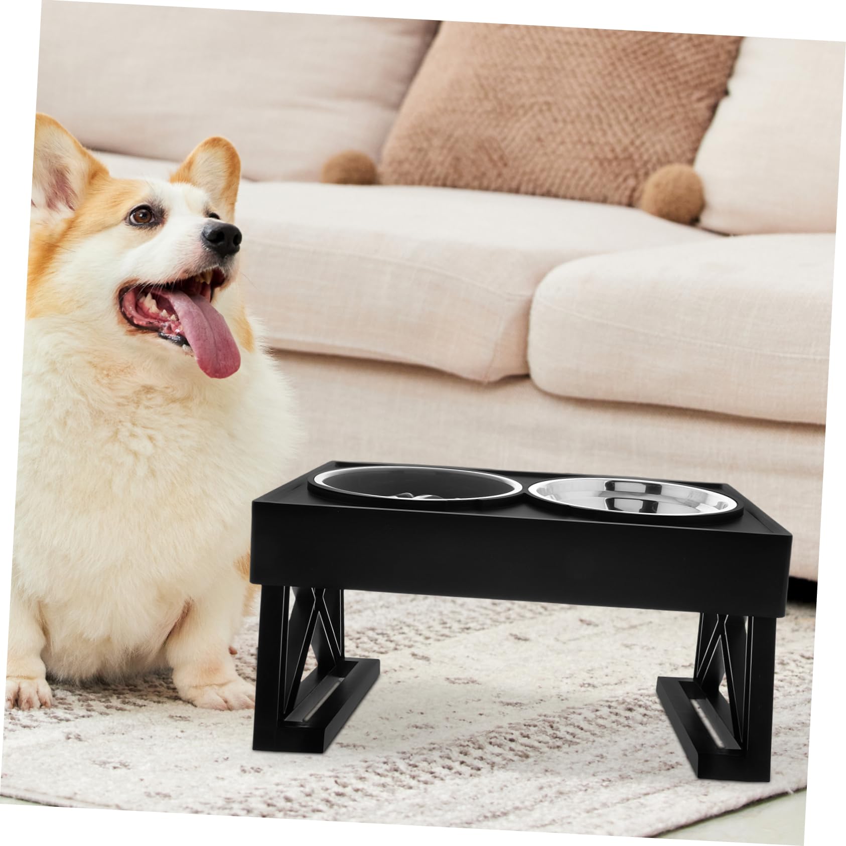 Hemobllo Gamelle Surélevée Anti-glouton en Acier Inoxydable et ABS Double Bol pour Chat et Chien pour Nourriture et Eau la Maison Voyage