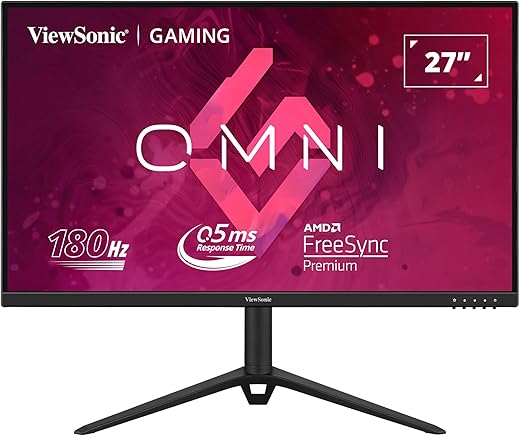 ViewSonic Omni 27 Inch Full HD Fast IPS Gaming Monitor with 0.5 ms,165Hz, HDR10, AMD Free Sync Premium, VESA Adaptive Sync, 104% sRGB,2* Speaker &…