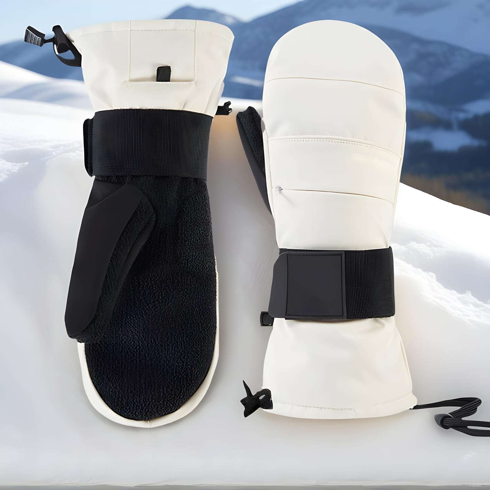 Guanti Invernali Mitene Touchscreen | Con Protezione Polso E Fodera In Pile Per Ciclismo Per Uomini, Inverno, Moto, Sci, Freddo, Neve, Attività All'aperto E
