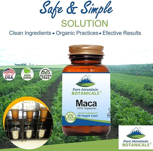 Miniatura 2 de Pure Mountain Botanicals Cápsulas de raíz de maca cápsulas veganas kosher ahora con 1000 mg de macca cruda orgánica y suplemento de raíz de maca