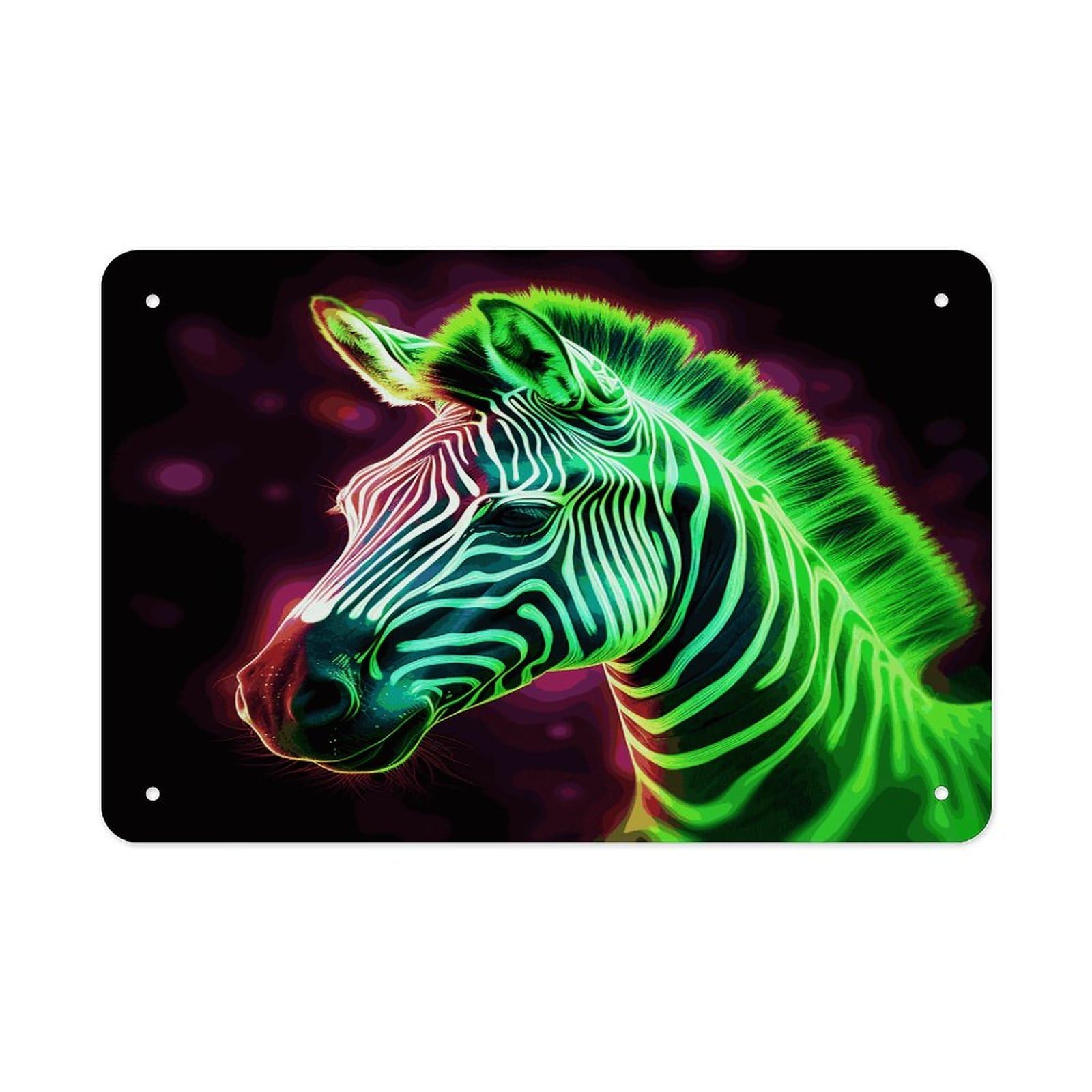 Fekiloot Style Glowing Zebra Metal Signs Wall Art Tin Sign
