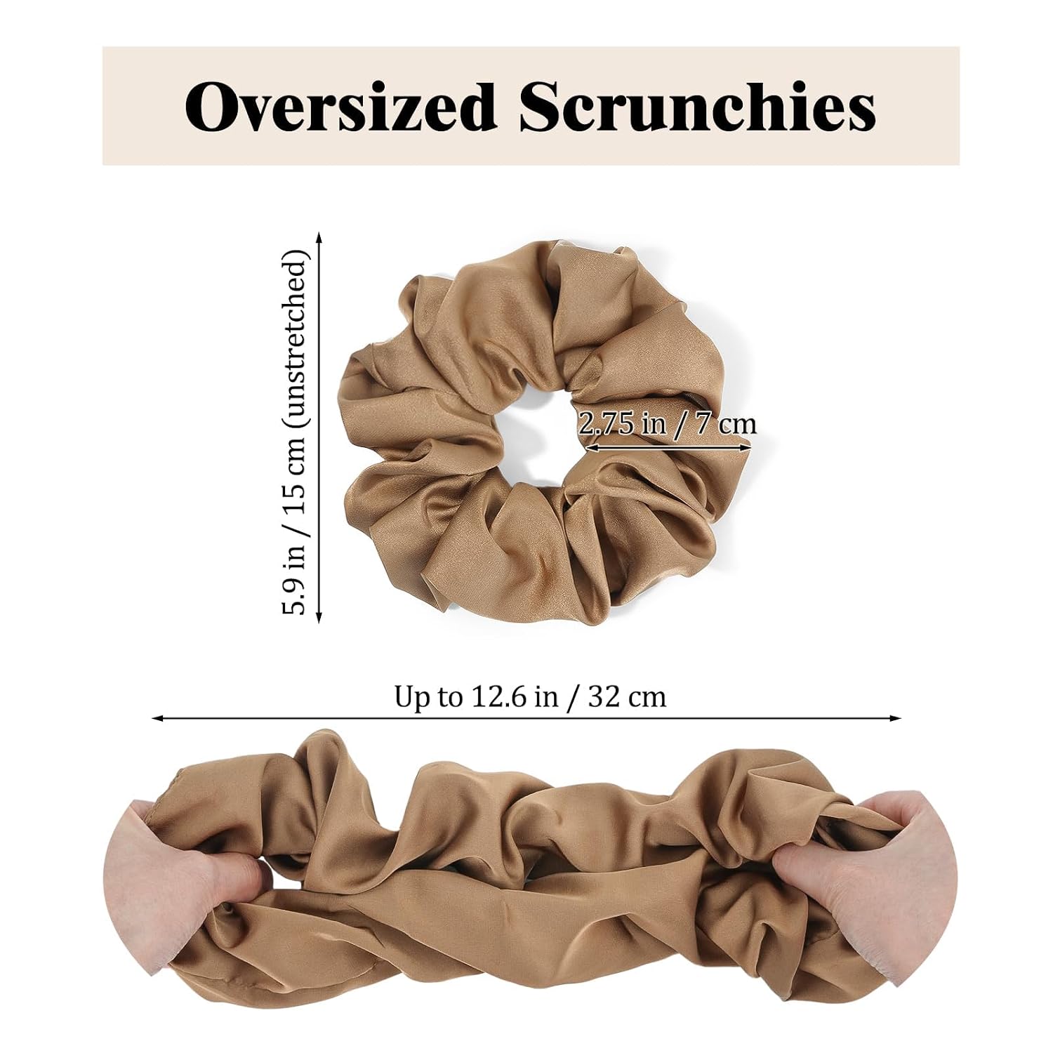 100% Mulberry Silk Scrunchies for Women, Oversized XL Hair Tie for Sleeping, Gentle No Damage Hair Accessory for All Hair Types, Soft Pure Silk Ponytail Holder
