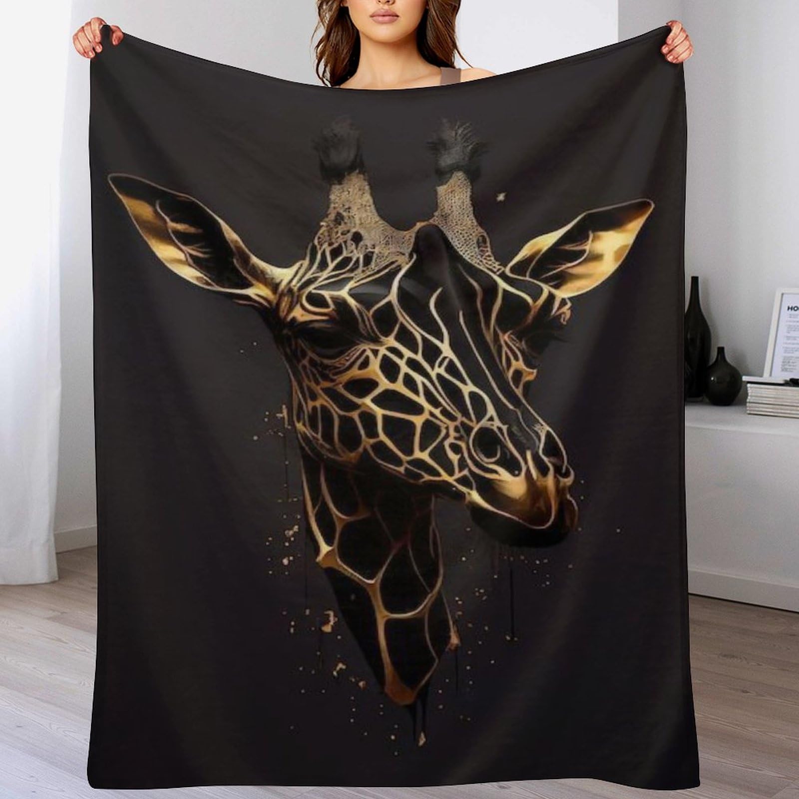 Manta de sofá con estampado de jirafa, el complemento textil grueso para tus tardes de cine