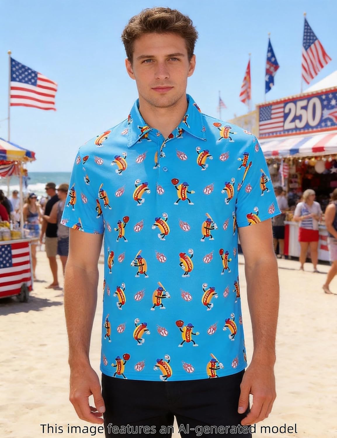 Funny World 3D Print Polo Shirts for Men Short Sleeve Shirt image 2