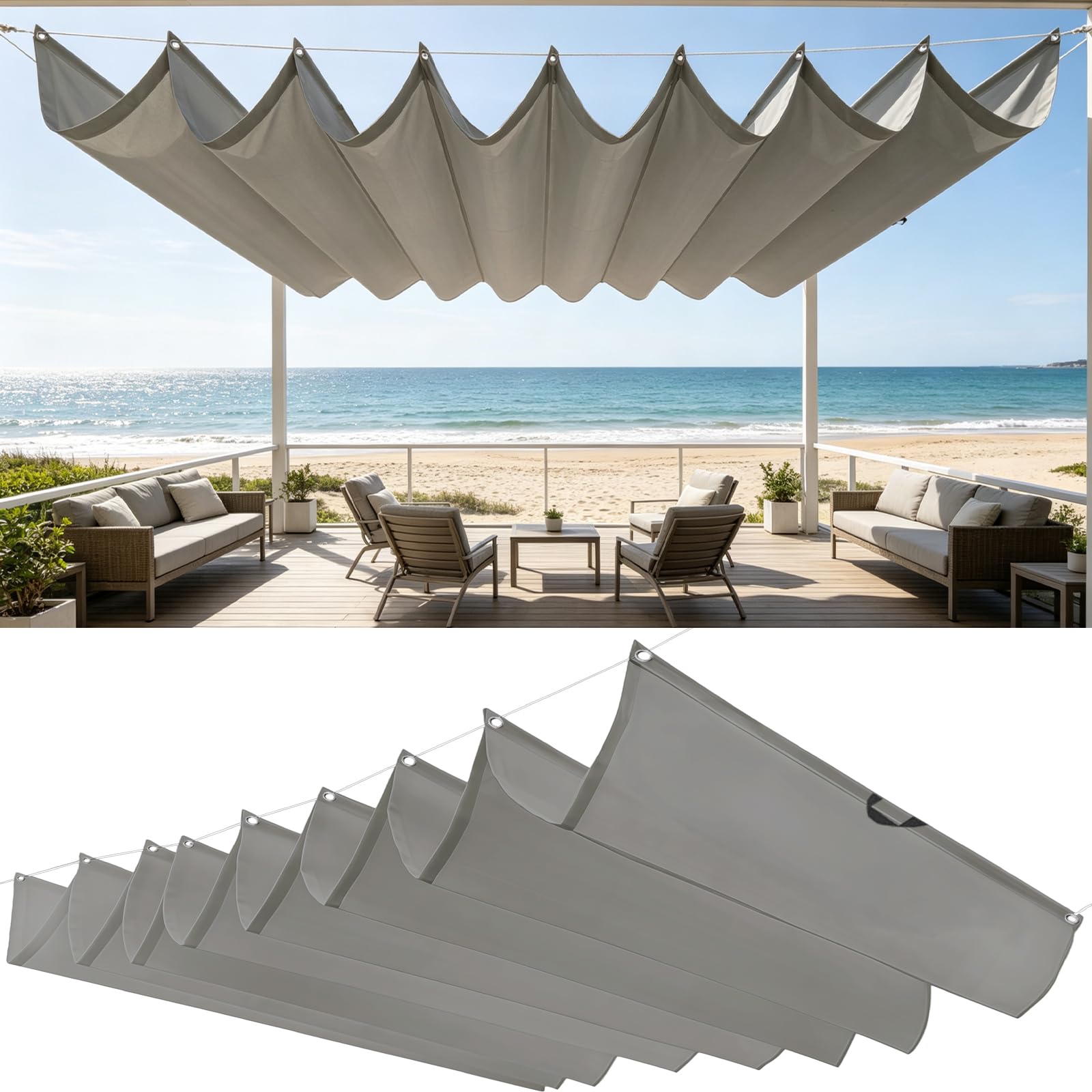 Voile d'ombrage pour bloquer la chaleur et la pluie sur le balcon ou jardin